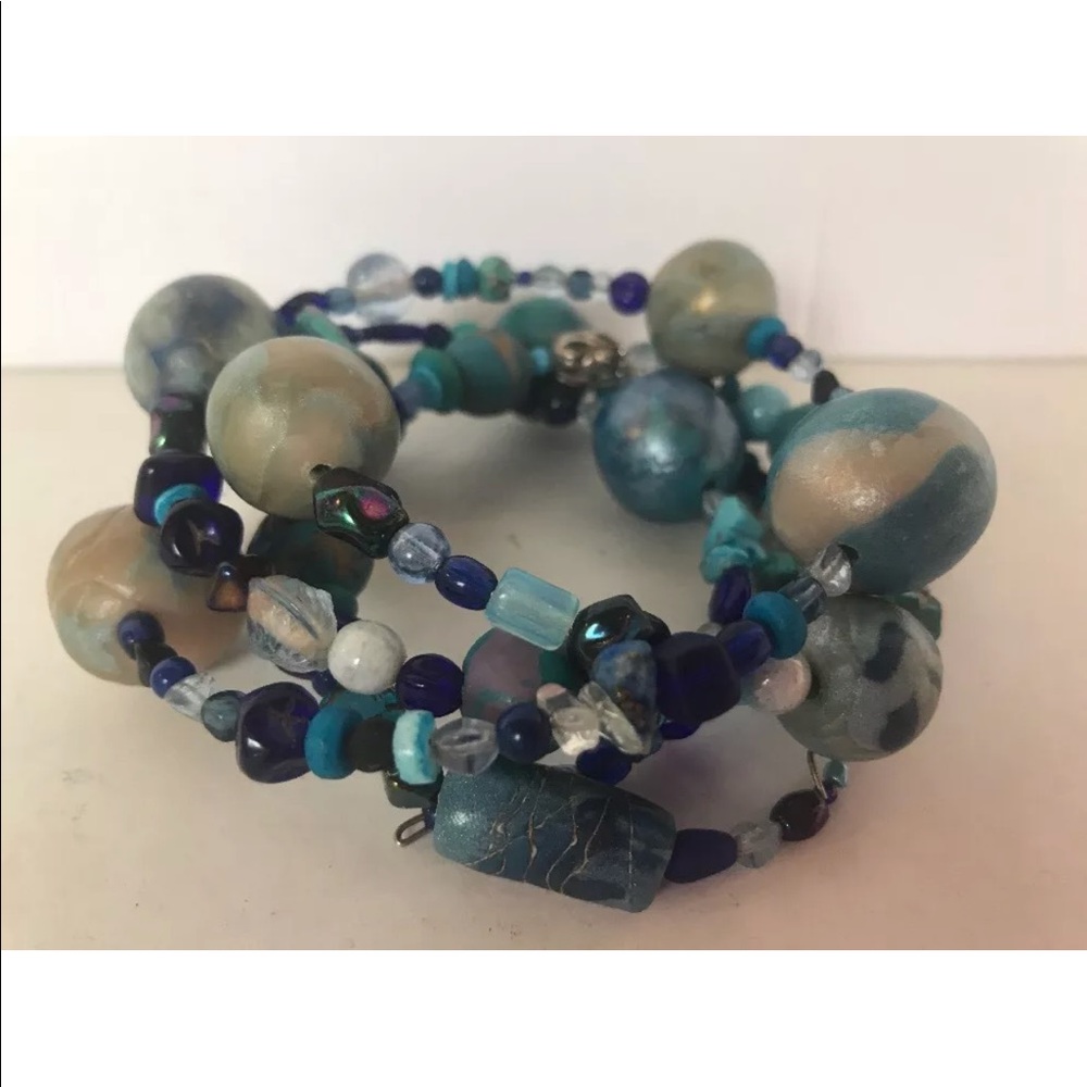 Wrap Around Bracelet blue turquoise‎ Boho expands